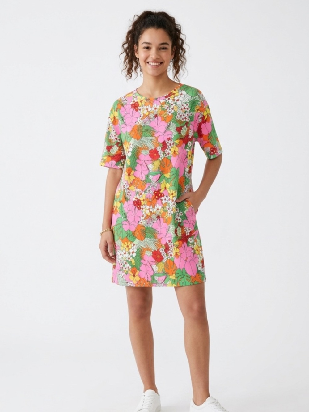 Zara Floral T-Shirt Dress Size L NWT